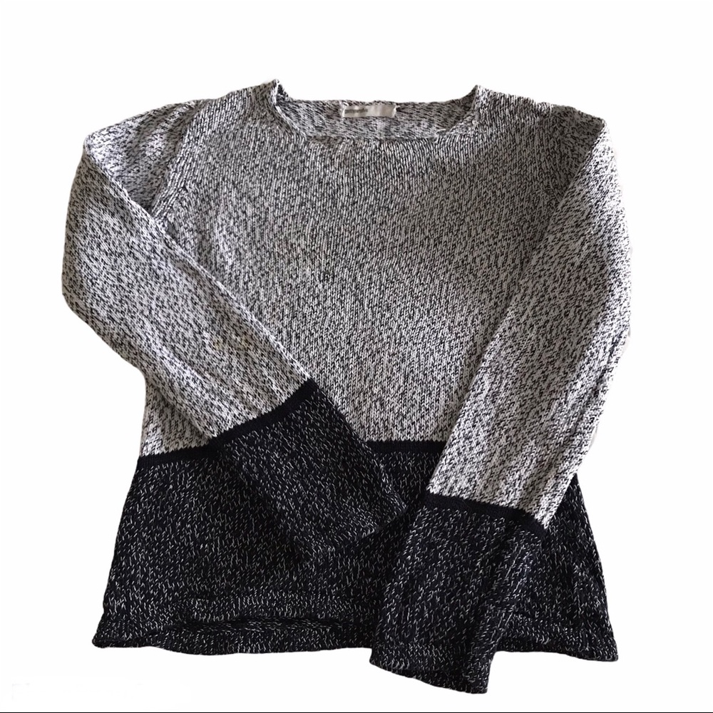 Gentry Portofino Sweater Women’s Gray Black Lagenlook Cotton Italian Knit Coast